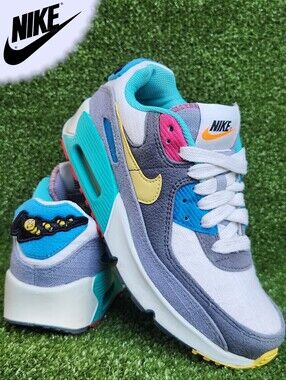 Nike Air Max 90 Classic Sprung Caterpiller Big Girls Sneakers Shoes Size 4 Youth